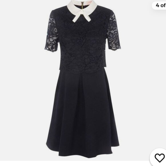 Ted Baker Dixxy Layered Lace Dress in Dark Navy - Picture 8 of 11